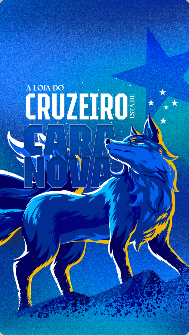 Peça de campanha do Cruzeiro exibida em composição digital.